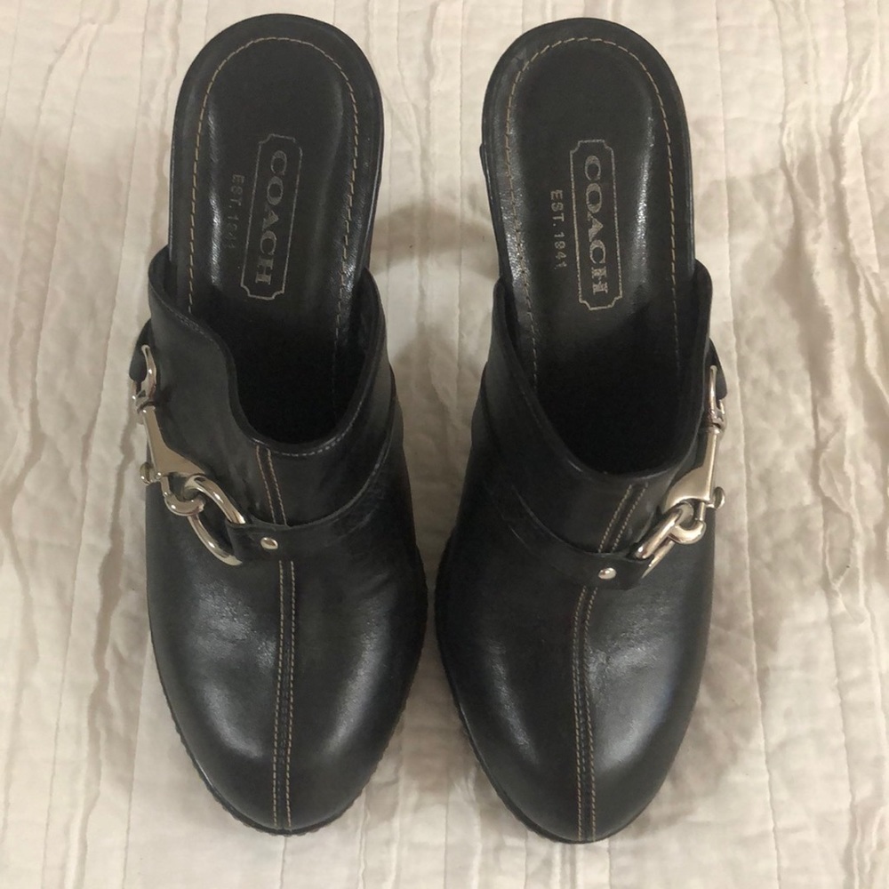 Coach Karson Black Slip-On/Slides Clog/Mule.    Size 6-1/2B  Excellent Condition